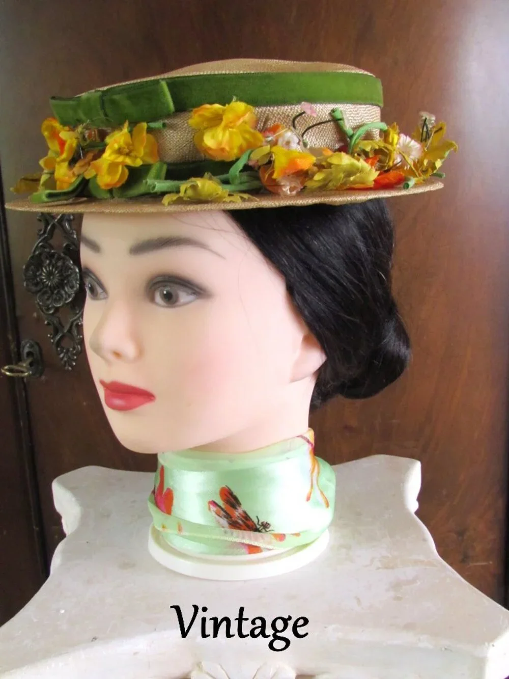 VINTAGE HAT, MY FAIR LADY, MARY POPPINS EDWARDIAN STYLE FLORAL GIBSON GIRL HAT - Picture 1 of 6